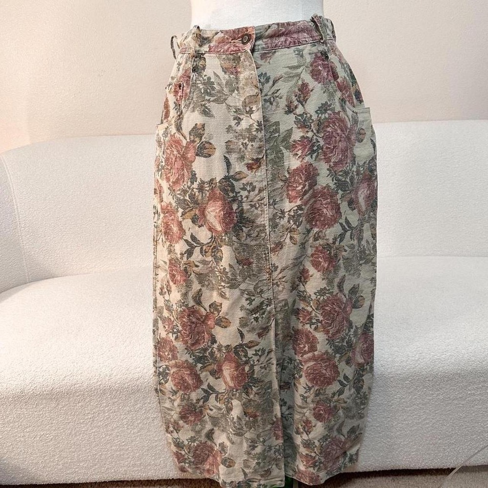 Vintage EXP Jeans Floral Tapestry Maxi Skirt Womens M Multicolor